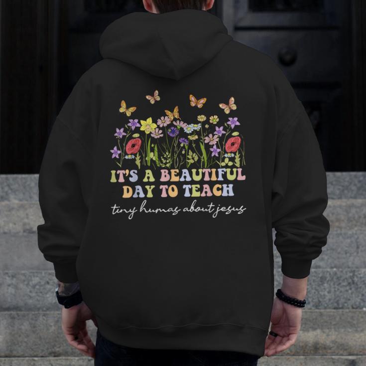 Groovy I Teach Tiny Humans About Jesus Christian Teacher Men Zip Up Hoodie Back Print, Groovy Teacher Gifts, funny design Groovy I Teach Tiny Humans About Jesus Christian Teacher Men Zip Up Hoodie Back Print, Groovy Teacher Gifts, funny design