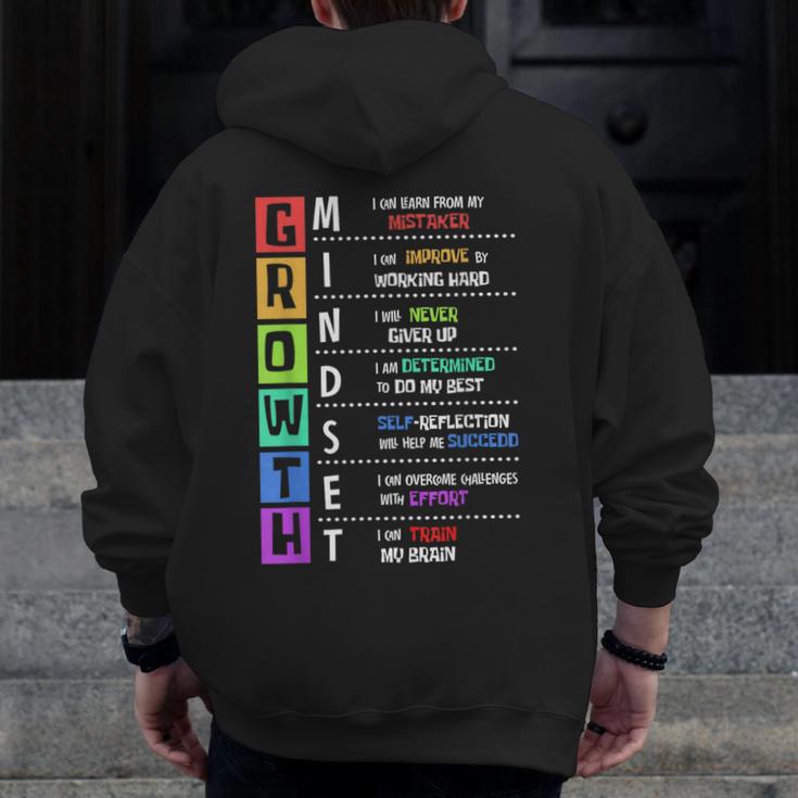 Growth Mindset Positive Motivational Classroom Teacher Learn Men Zip Up Hoodie Back Print, funny design