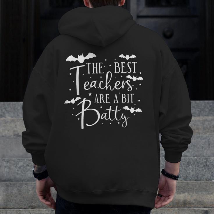 Halloween Best Teachers Are A Bit Batty Spooky Bats Men Zip Up Hoodie Back Print, funny design