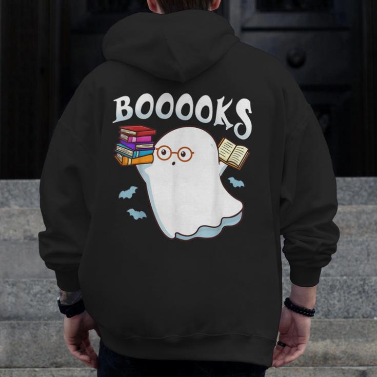 Halloween Books Librarian English Teacher Reader Reading Men Zip Up Hoodie Back Print, English Teacher Gifts, funny design