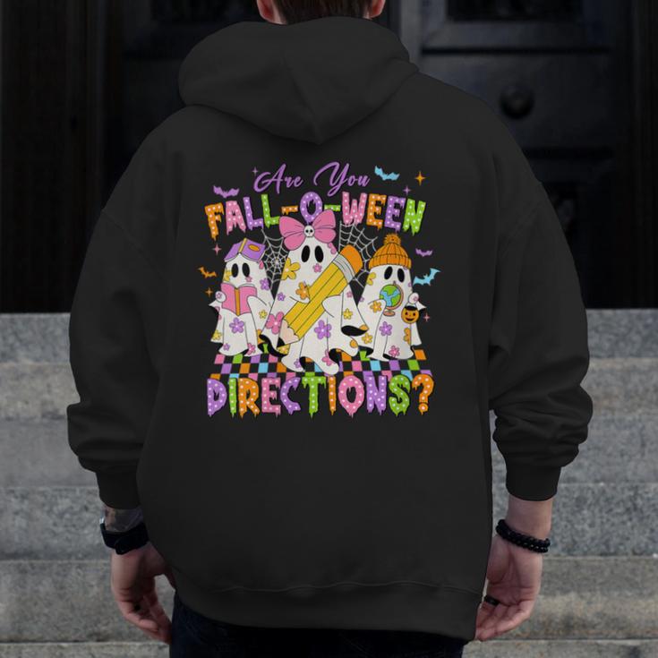 Halloween Floral Ghost Teacher Are You Falloween Directions Men Zip Up Hoodie Back Print, funny design Halloween Floral Ghost Teacher Are You Falloween Directions Men Zip Up Hoodie Back Print, funny design