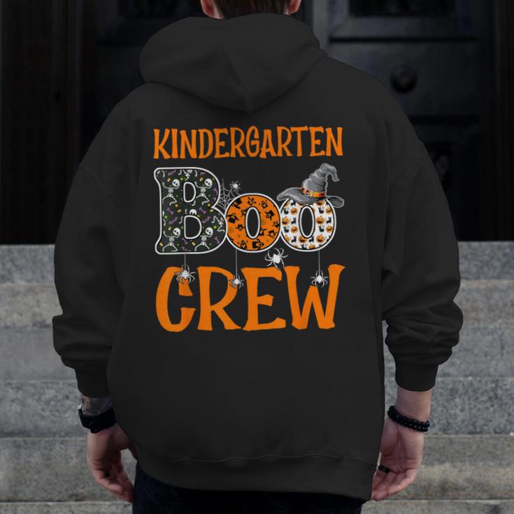Halloween Kindergarten Boo Crew Kinder Teacher Student Men Zip Up Hoodie Back Print, funny design