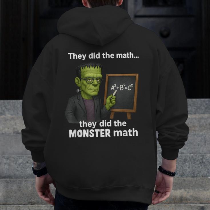 Halloween Monster Math Pun Teacher Humor Men Zip Up Hoodie Back Print, funny design Halloween Monster Math Pun Teacher Humor Men Zip Up Hoodie Back Print, funny design
