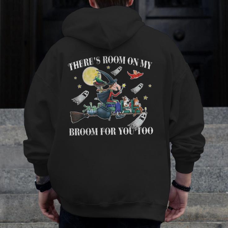 Halloween There's Room On My Broom For You Too Teacher Men Zip Up Hoodie Back Print, funny design