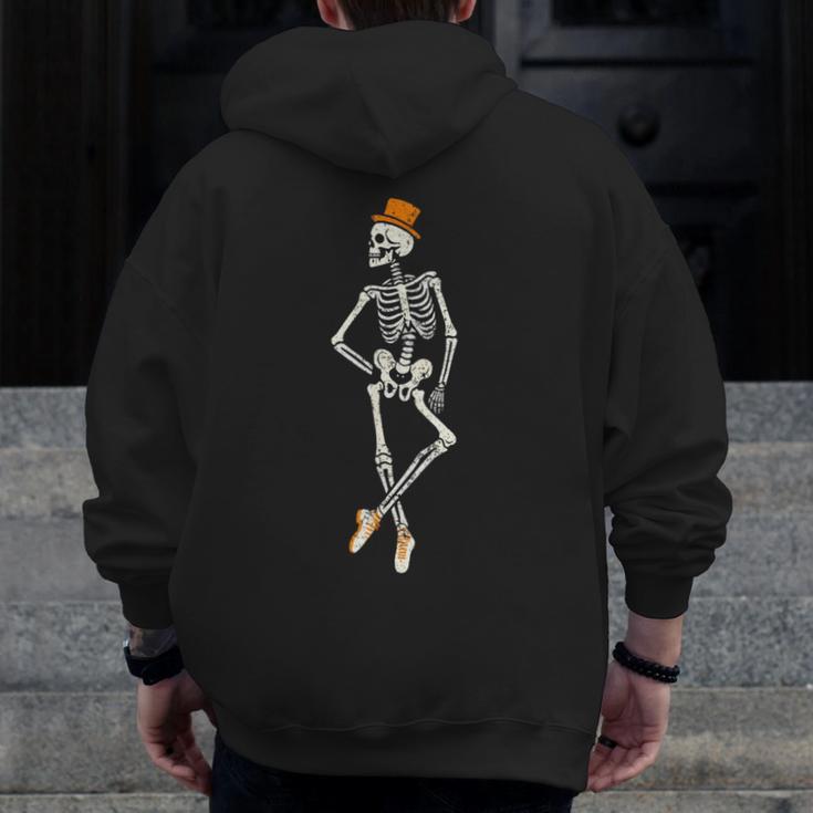 Halloween Skeleton Tap Dance Ballet Dance Teacher Men Zip Up Hoodie Back Print, funny design