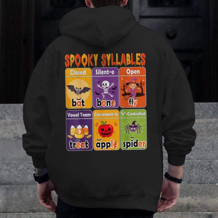Halloween Spooky Syllable Types Teacher Educational Men Zip Up Hoodie Back Print, funny design Halloween Spooky Syllable Types Teacher Educational Men Zip Up Hoodie Back Print, funny design