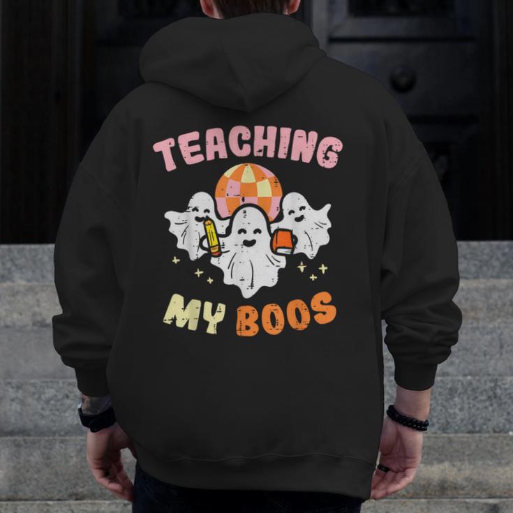 Halloween Teacher Teaching My Boos Costume Teacher Men Women Men Zip Up Hoodie Back Print, funny design