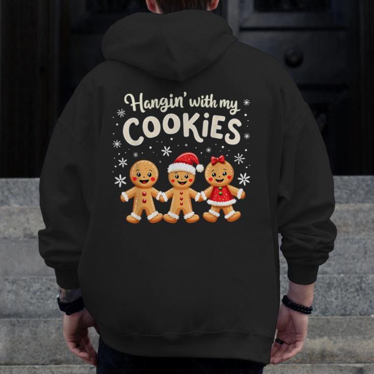 Hangin With My Cookies Gingerbread Christmas Teacher Men Zip Up Hoodie Back Print, funny design Hangin With My Cookies Gingerbread Christmas Teacher Men Zip Up Hoodie Back Print, funny design