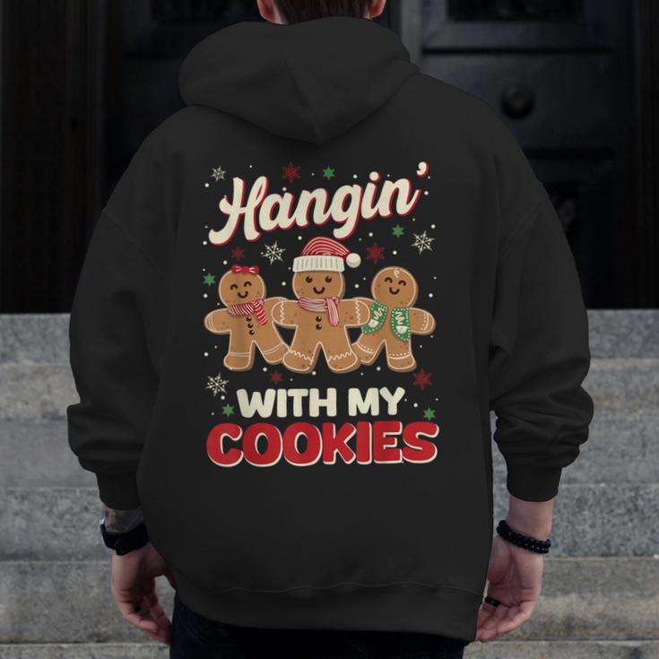 Hangin With My Cookies Gingerbread Man Xmas Teacher Men Zip Up Hoodie Back Print, funny design Hangin With My Cookies Gingerbread Man Xmas Teacher Men Zip Up Hoodie Back Print, funny design