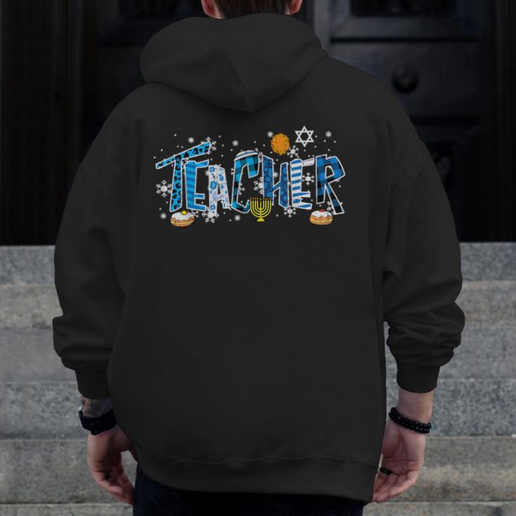 Hanukkah Leopard Plaid Teacher Chanukah Jewish Women Men Men Zip Up Hoodie Back Print, funny design Hanukkah Leopard Plaid Teacher Chanukah Jewish Women Men Men Zip Up Hoodie Back Print, funny design