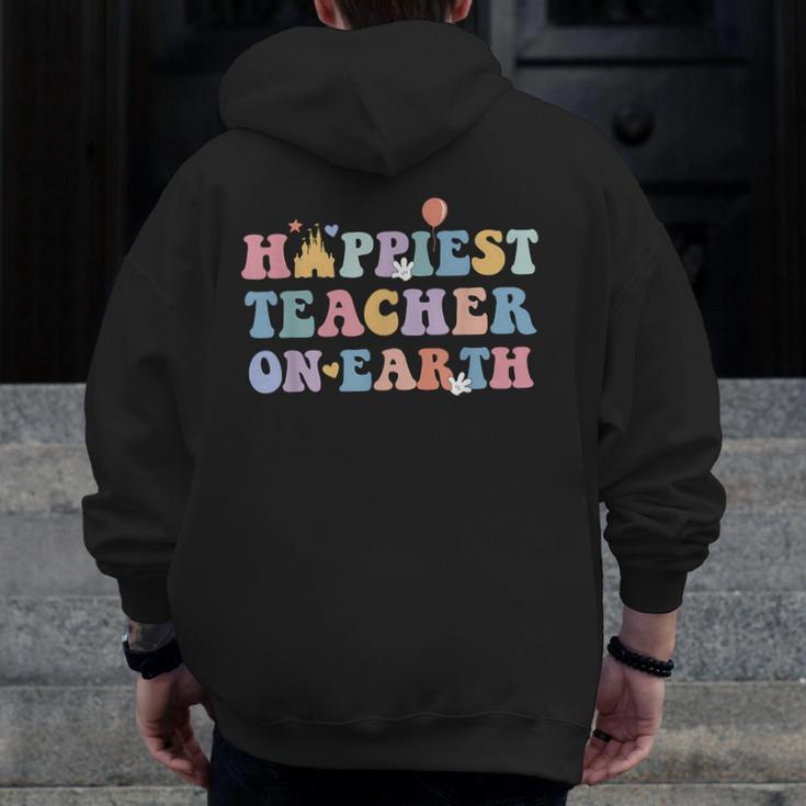 Happiest Teacher On Earth First Day Of School Back To School Men Zip Up Hoodie Back Print, funny design Happiest Teacher On Earth First Day Of School Back To School Men Zip Up Hoodie Back Print, funny design