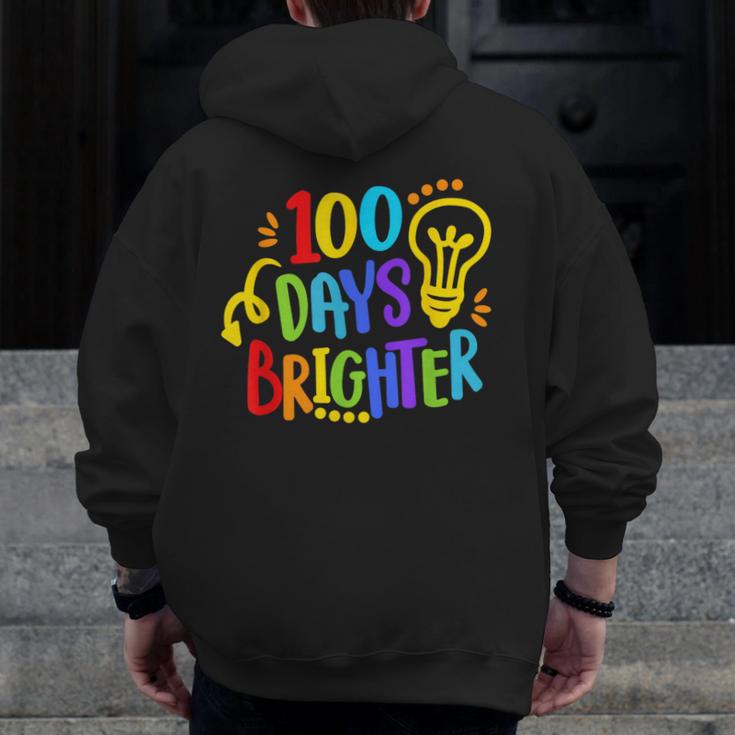 Happy 100th Day Of School 100 Days Brighter Girls Teacher Men Zip Up Hoodie Back Print, funny design Happy 100th Day Of School 100 Days Brighter Girls Teacher Men Zip Up Hoodie Back Print, funny design
