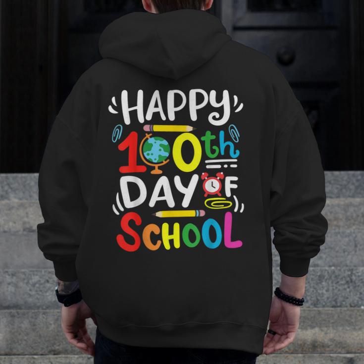 Happy 100th Day Of School 100 Days Of School Teacher Student Men Zip Up Hoodie Back Print, funny design Happy 100th Day Of School 100 Days Of School Teacher Student Men Zip Up Hoodie Back Print, funny design