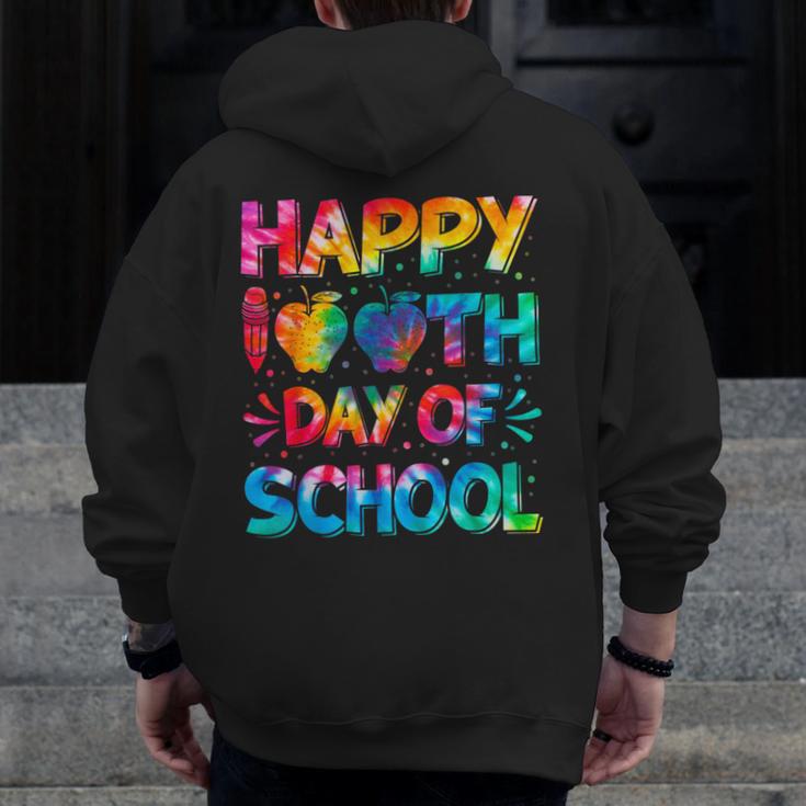 Happy 100th Day Of School Teacher Student 100 Days Tie Dye Men Women Kids Men Zip Up Hoodie Back Print, funny design Happy 100th Day Of School Teacher Student 100 Days Tie Dye Men Women Kids Men Zip Up Hoodie Back Print, funny design
