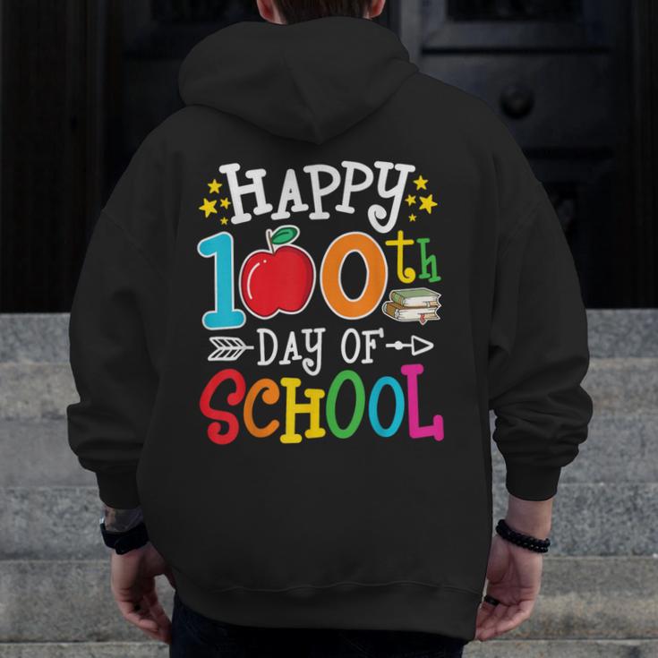 Happy 100th Day Of School Teachers 100 Days Of School Kids Men Zip Up Hoodie Back Print, funny design Happy 100th Day Of School Teachers 100 Days Of School Kids Men Zip Up Hoodie Back Print, funny design
