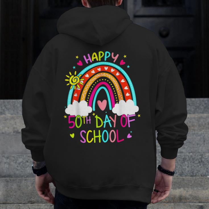 Happy 50th Days Of School Rainbow Teacher 50 Days Smarter Men Zip Up Hoodie Back Print, funny design Happy 50th Days Of School Rainbow Teacher 50 Days Smarter Men Zip Up Hoodie Back Print, funny design