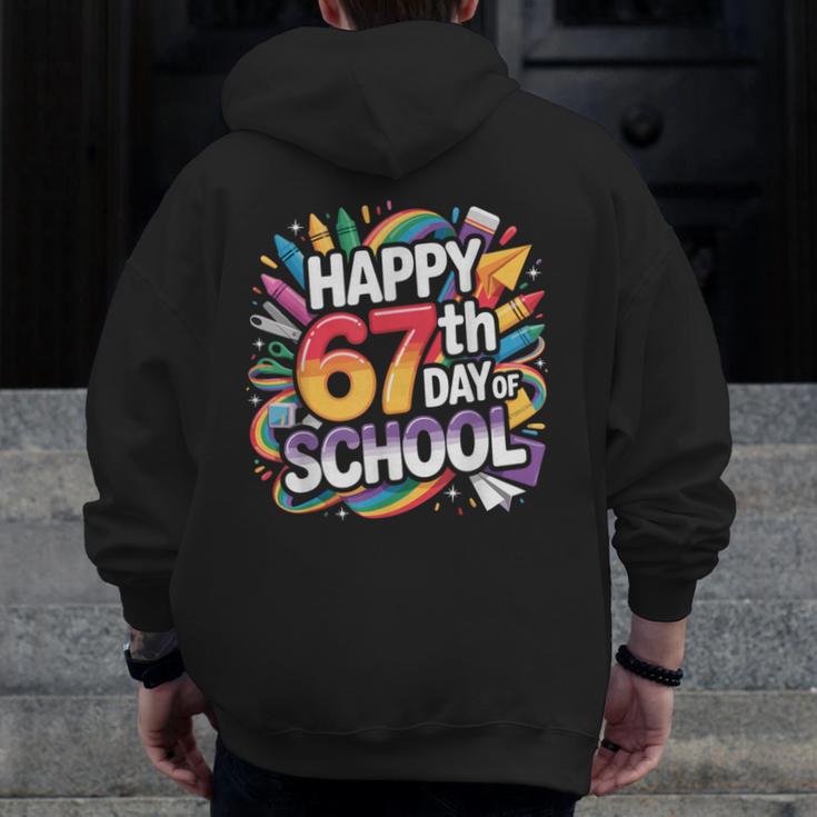 Happy 67 Days Of School Meme 100 Day Of School Teacher 6 7 Men Zip Up Hoodie Back Print, funny design