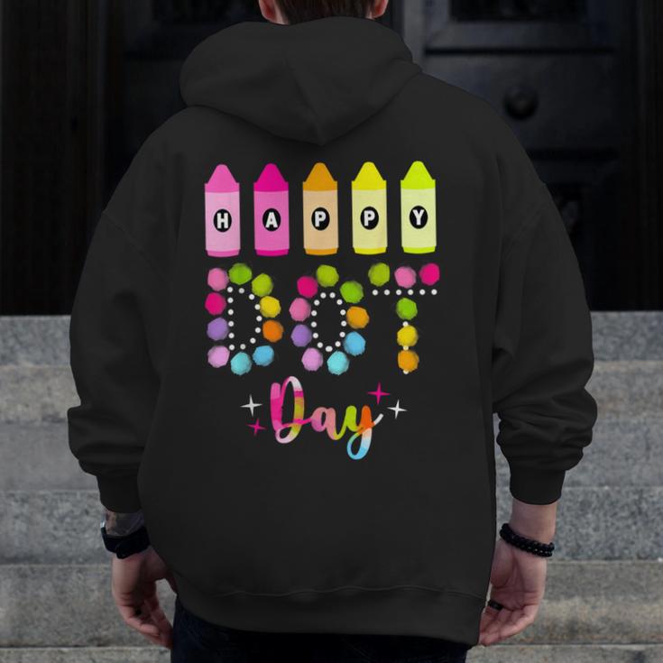 Happy Dot Day 2025 Teacher Kids Girls Colorful Polka Dot Day Men Zip Up Hoodie Back Print, funny design Happy Dot Day 2025 Teacher Kids Girls Colorful Polka Dot Day Men Zip Up Hoodie Back Print, funny design