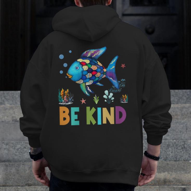 Happy First Day Of School Fish Rainbows Teacher Be Kind Men Zip Up Hoodie Back Print, funny design Happy First Day Of School Fish Rainbows Teacher Be Kind Men Zip Up Hoodie Back Print, funny design
