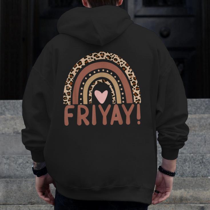 Happy Fri-Yay Friday Lovers Fun Teacher Leopard Rainbow Men Women Girls Kids Men Zip Up Hoodie Back Print, funny design Happy Fri-Yay Friday Lovers Fun Teacher Leopard Rainbow Men Women Girls Kids Men Zip Up Hoodie Back Print, funny design