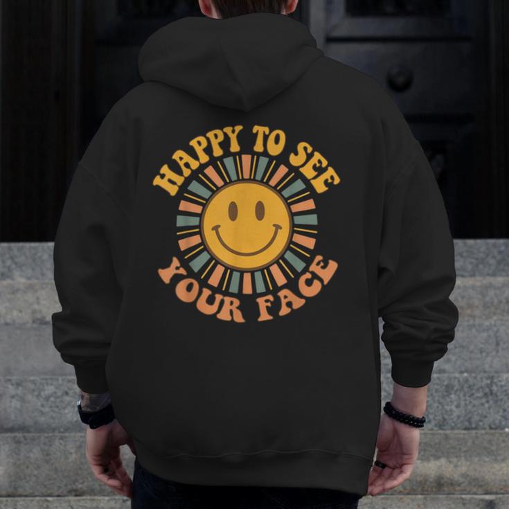 Happy To See Your Face Retro Happy Teacher Back To School Men Zip Up Hoodie Back Print, funny design