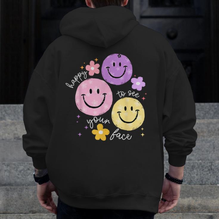 Happy To See Your Face Teacher Flower Back To School Men Zip Up Hoodie Back Print, funny design Happy To See Your Face Teacher Flower Back To School Men Zip Up Hoodie Back Print, funny design