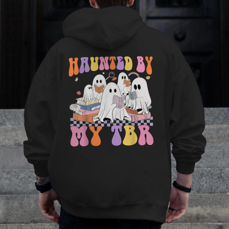 Haunted By My TBR Cute Ghosts Book Reading Teacher Halloween Men Zip Up Hoodie Back Print, funny design Haunted By My TBR Cute Ghosts Book Reading Teacher Halloween Men Zip Up Hoodie Back Print, funny design