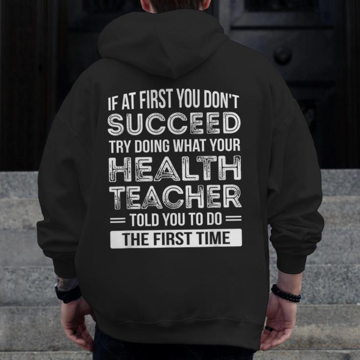 Health Teacher Tshirt Appreciation For Men Women Men Zip Up Hoodie Back Print, funny design