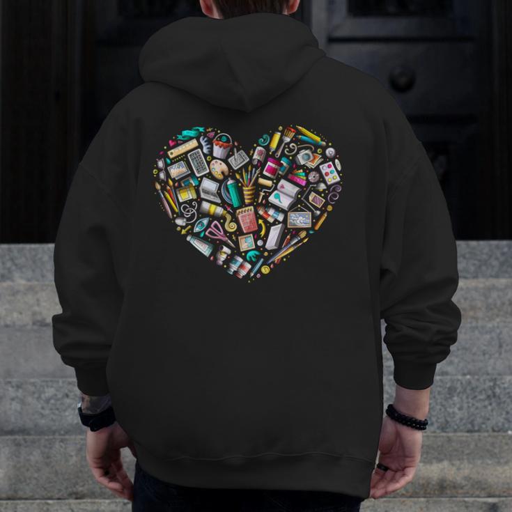 Heart Shape Art Teacher And Painting Sketching Artist Men Zip Up Hoodie Back Print, funny design Heart Shape Art Teacher And Painting Sketching Artist Men Zip Up Hoodie Back Print, funny design