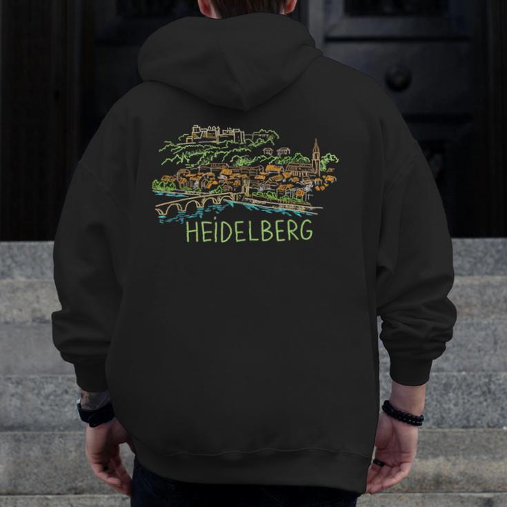 Heidelberg Germany Art Men Women Men Zip Up Hoodie Back Print, funny design