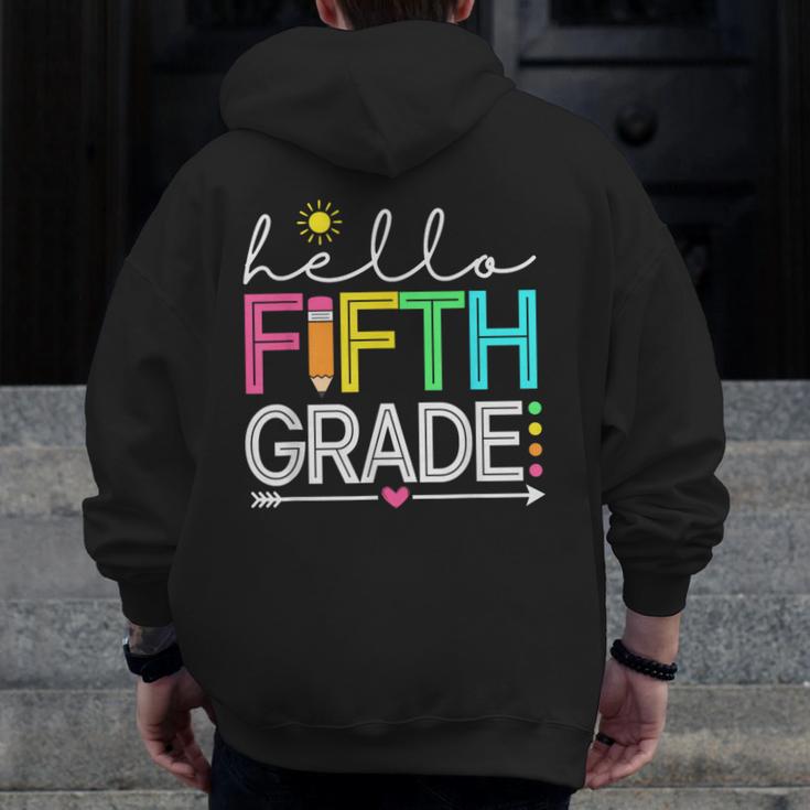 Hello Fifth Grade Teacher Student 5th Grade Back To School Men Zip Up Hoodie Back Print, funny design Hello Fifth Grade Teacher Student 5th Grade Back To School Men Zip Up Hoodie Back Print, funny design