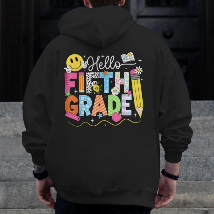 Hello Fifth Grade Team 5th Grade Back To School Teacher Kids Men Zip Up Hoodie Back Print, funny design Hello Fifth Grade Team 5th Grade Back To School Teacher Kids Men Zip Up Hoodie Back Print, funny design