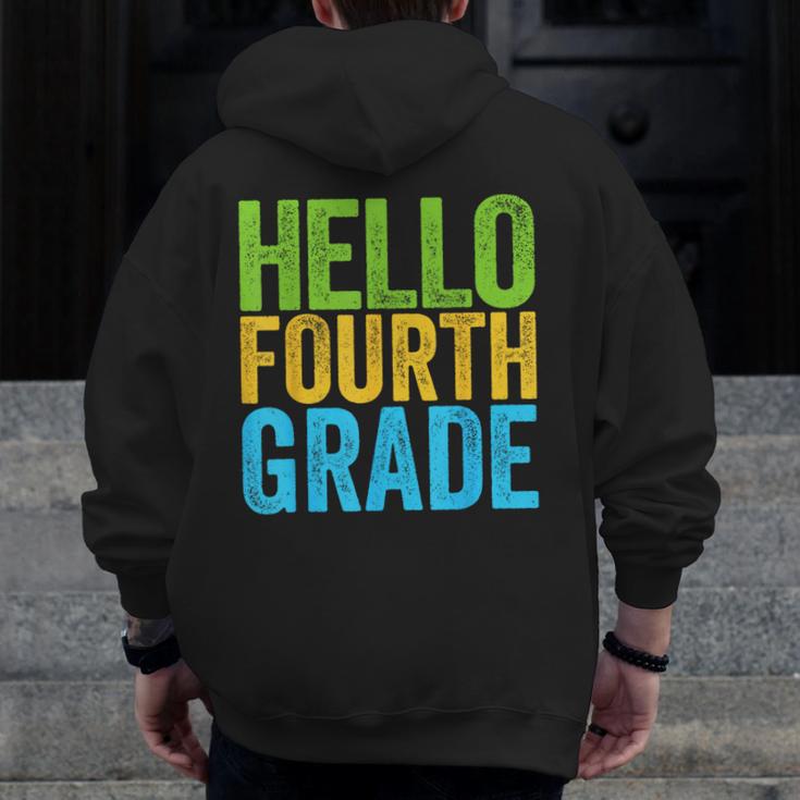 Hello Fourth Grade Shirt 4th Grade Boy Girl Student Teacher Men Zip Up Hoodie Back Print, 4th Grade Teacher Gifts, funny design