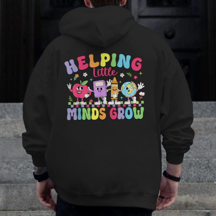 Helping Little Minds Grow Teacher Life Back To School Men Zip Up Hoodie Back Print, funny design Helping Little Minds Grow Teacher Life Back To School Men Zip Up Hoodie Back Print, funny design