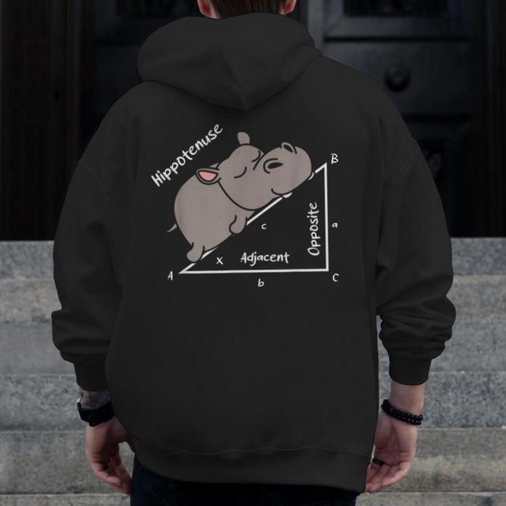 Hippotenuse Hippo Angle Function Hypotenuse Math Teacher Men Zip Up Hoodie Back Print, funny design