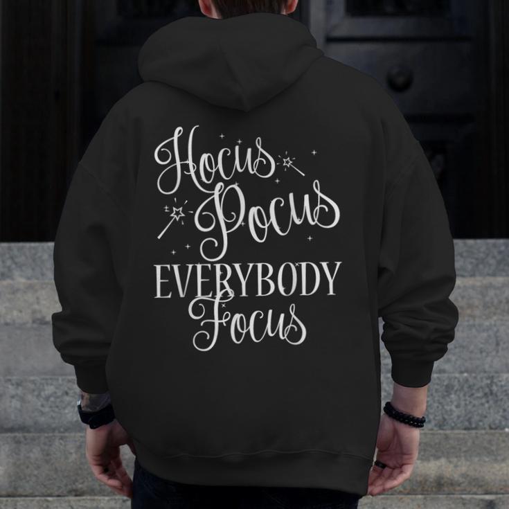 Hocus Pocus Everybody Focus Teacher Halloween Shirt Men Zip Up Hoodie Back Print, funny design