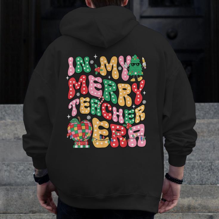 In My Holly Xmas Jolly Teacher Era Teacher Vibes Christmas Men Zip Up Hoodie Back Print, funny design In My Holly Xmas Jolly Teacher Era Teacher Vibes Christmas Men Zip Up Hoodie Back Print, funny design