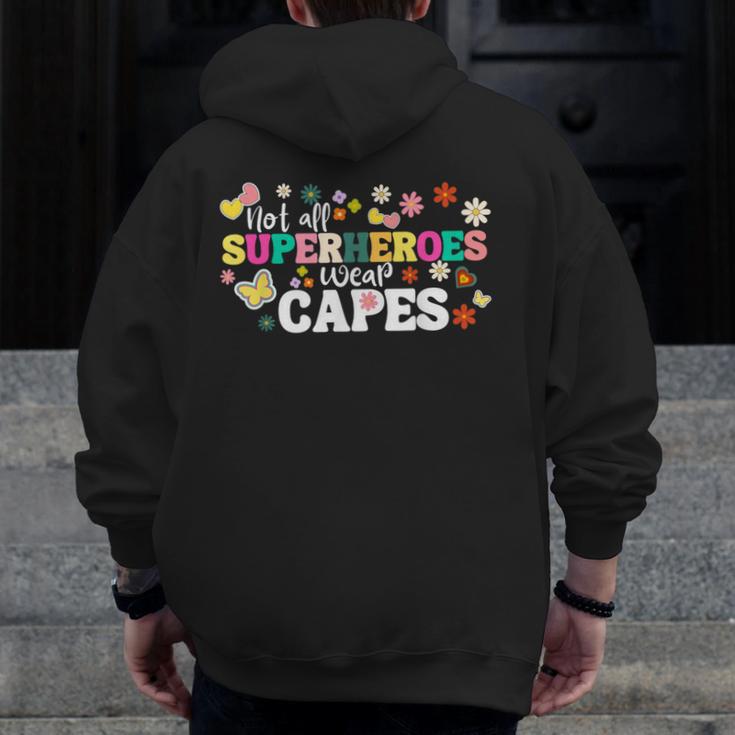 Hot All Superheroes Wear Capes Cute Teacher End Of School Men Zip Up Hoodie Back Print, funny design Hot All Superheroes Wear Capes Cute Teacher End Of School Men Zip Up Hoodie Back Print, funny design