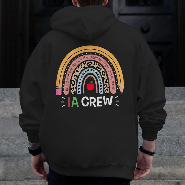 IA Crew Instructional Assistant Rainbow Teachers Aide Men Zip Up Hoodie Back Print, funny design IA Crew Instructional Assistant Rainbow Teachers Aide Men Zip Up Hoodie Back Print, funny design