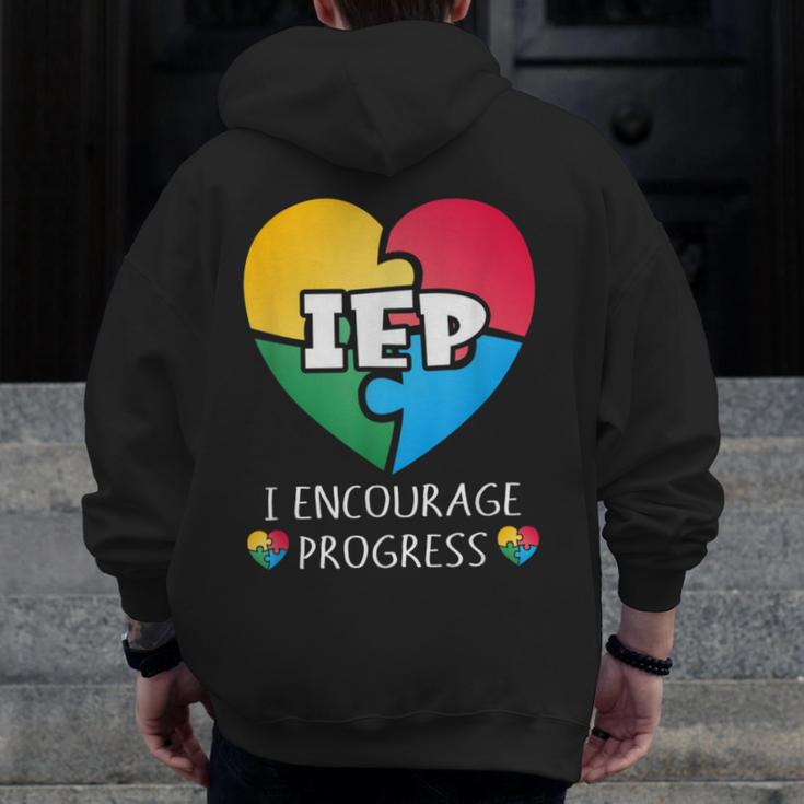 IEP I Encourage Progress Special Education School Teacher Men Zip Up Hoodie Back Print, funny design