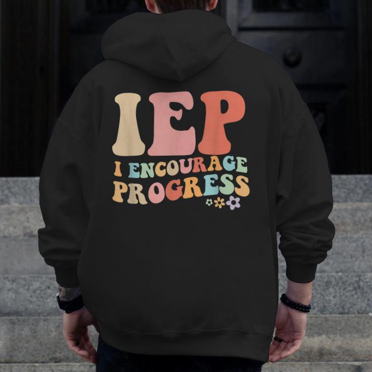 IEP I Encourage Progress Special Education Teacher Graphics Men Zip Up Hoodie Back Print, funny design