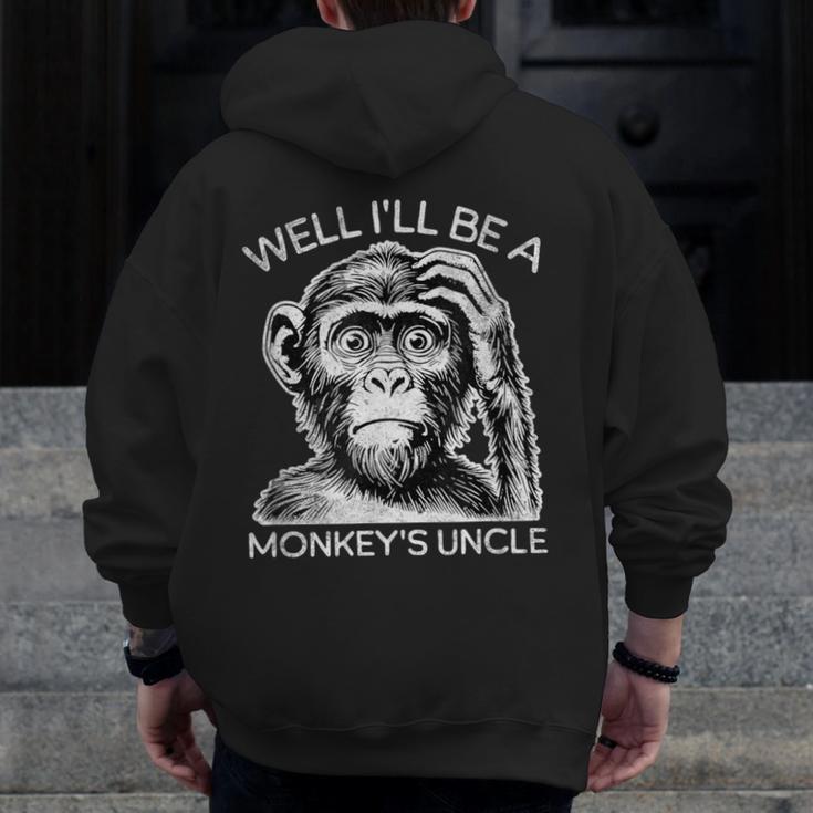 Well I'Ll Be a Monkey's Uncle Teacher And Student Men Zip Up Hoodie Back Print, funny design