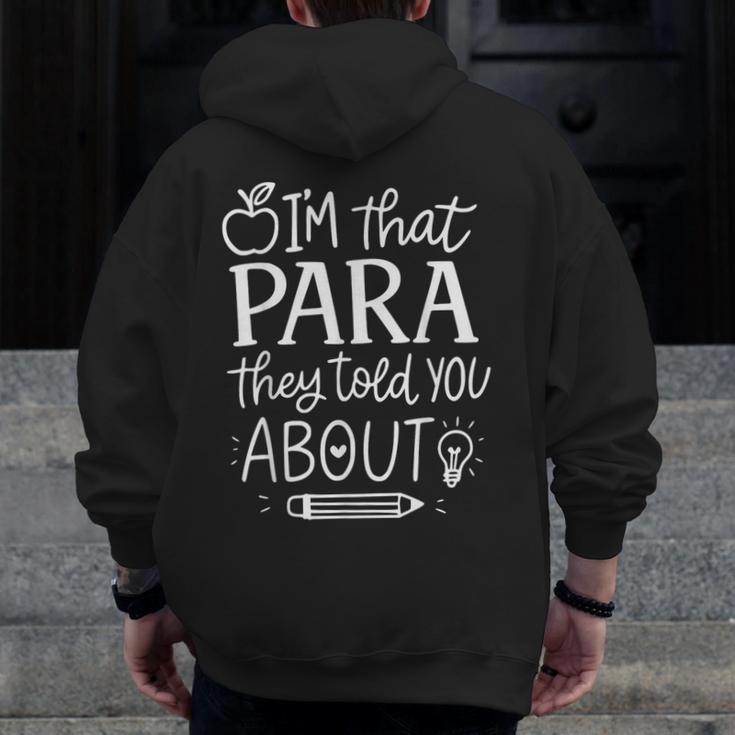I'm That Paraprofessional They Told You About Retro Teacher Men Zip Up Hoodie Back Print, funny design