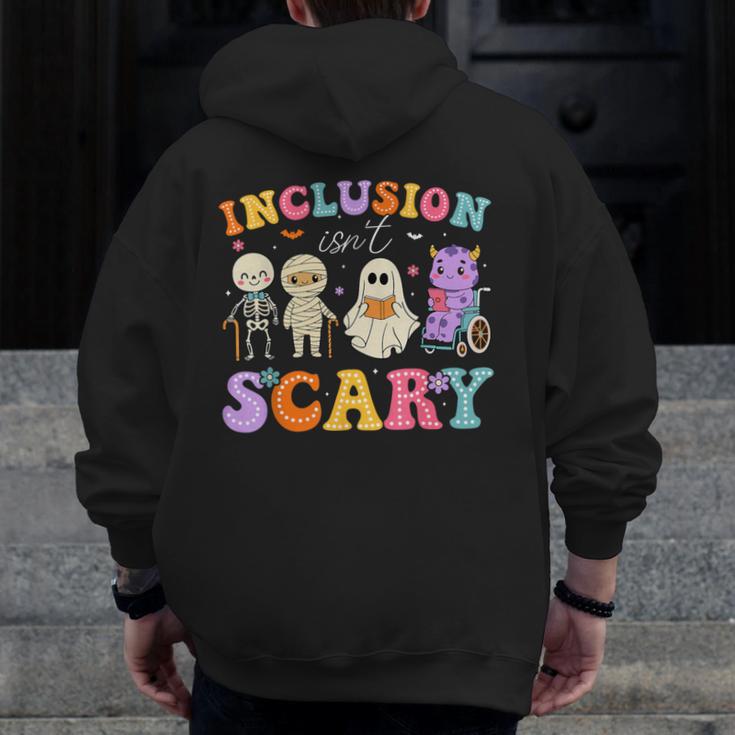 Inclusion Isn't Scary Ghost Halloween SLP Sped Teacher Men Zip Up Hoodie Back Print, funny design Inclusion Isn't Scary Ghost Halloween SLP Sped Teacher Men Zip Up Hoodie Back Print, funny design