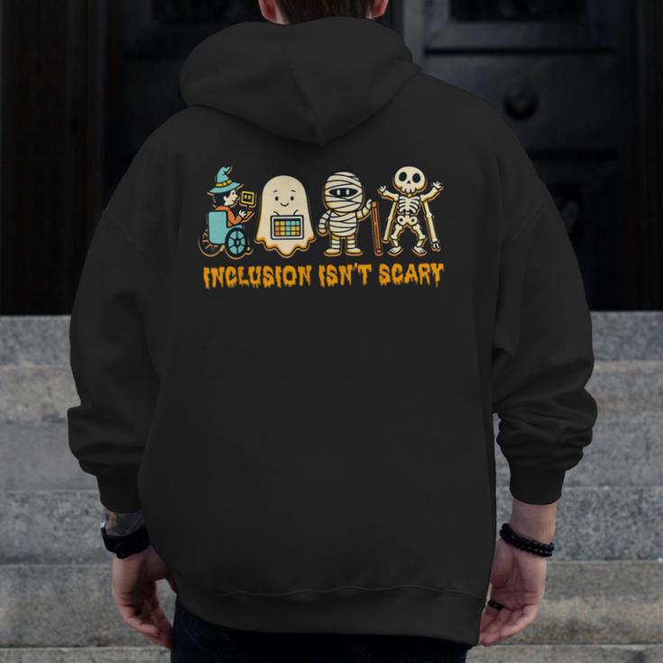 Inclusion Isn't Scary Halloween Sped Teacher Women Men Men Zip Up Hoodie Back Print, funny design Inclusion Isn't Scary Halloween Sped Teacher Women Men Men Zip Up Hoodie Back Print, funny design
