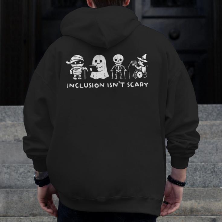Inclusion Isn't Scary SLP Halloween Ghost Mummy Sped Teacher Men Zip Up Hoodie Back Print, funny design Inclusion Isn't Scary SLP Halloween Ghost Mummy Sped Teacher Men Zip Up Hoodie Back Print, funny design
