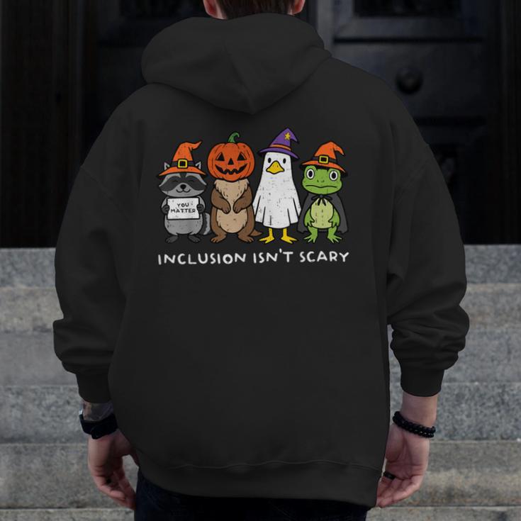 Inclusion Isn't Scary SLP Halloween Sped Teacher Animal Men Zip Up Hoodie Back Print, funny design Inclusion Isn't Scary SLP Halloween Sped Teacher Animal Men Zip Up Hoodie Back Print, funny design