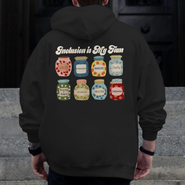 Inclusion Is My Jam Neurodiversity Special Education Teacher Men Zip Up Hoodie Back Print, funny design Inclusion Is My Jam Neurodiversity Special Education Teacher Men Zip Up Hoodie Back Print, funny design