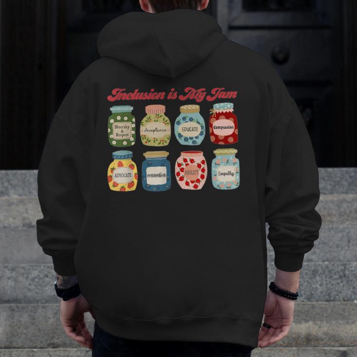 Inclusion Is My Jam Special Education Teacher Autism Men Zip Up Hoodie Back Print, funny design