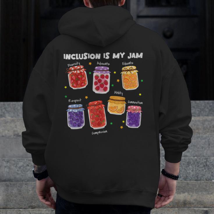 Inclusion Is My Jam Special Education Teacher Para Autism Men Zip Up Hoodie Back Print, funny design